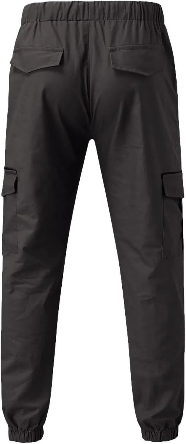 ZYXTIM Men's Casual Cargo Jogger Pants with Multi-Pockets Elastic Waist Slim Fit Pencil Tapered Trousers Athletic Sweatpants