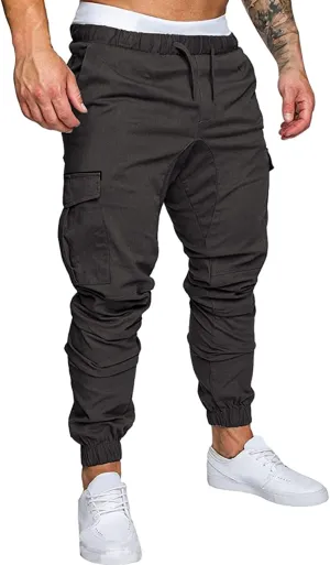ZYXTIM Men's Casual Cargo Jogger Pants with Multi-Pockets Elastic Waist Slim Fit Pencil Tapered Trousers Athletic Sweatpants
